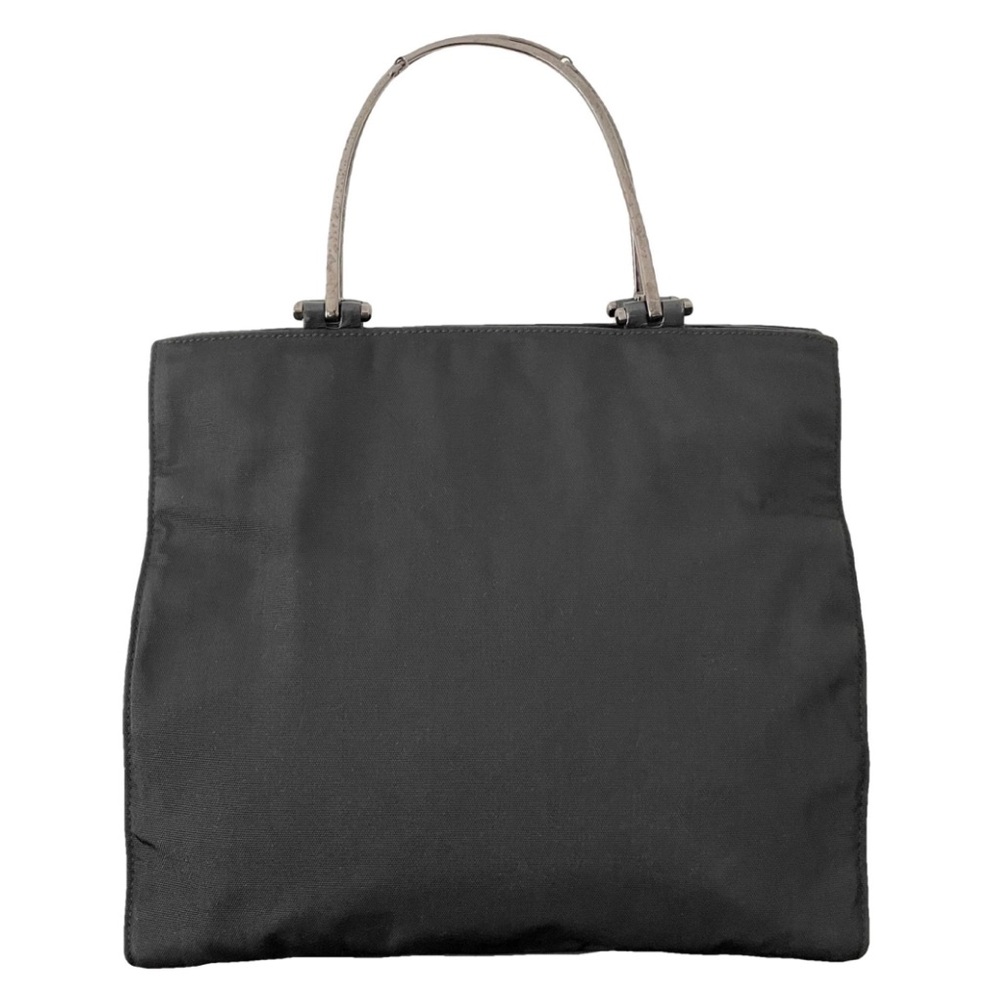 Gucci black nylon metal horsebit handle vintage tote bag